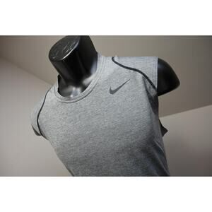 Nike Pro Tank Top Gym Shirt Dri Fit Fitted Gray Athletic Mens Size Large